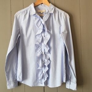 Loft Blue Ruffle Button-down Small
